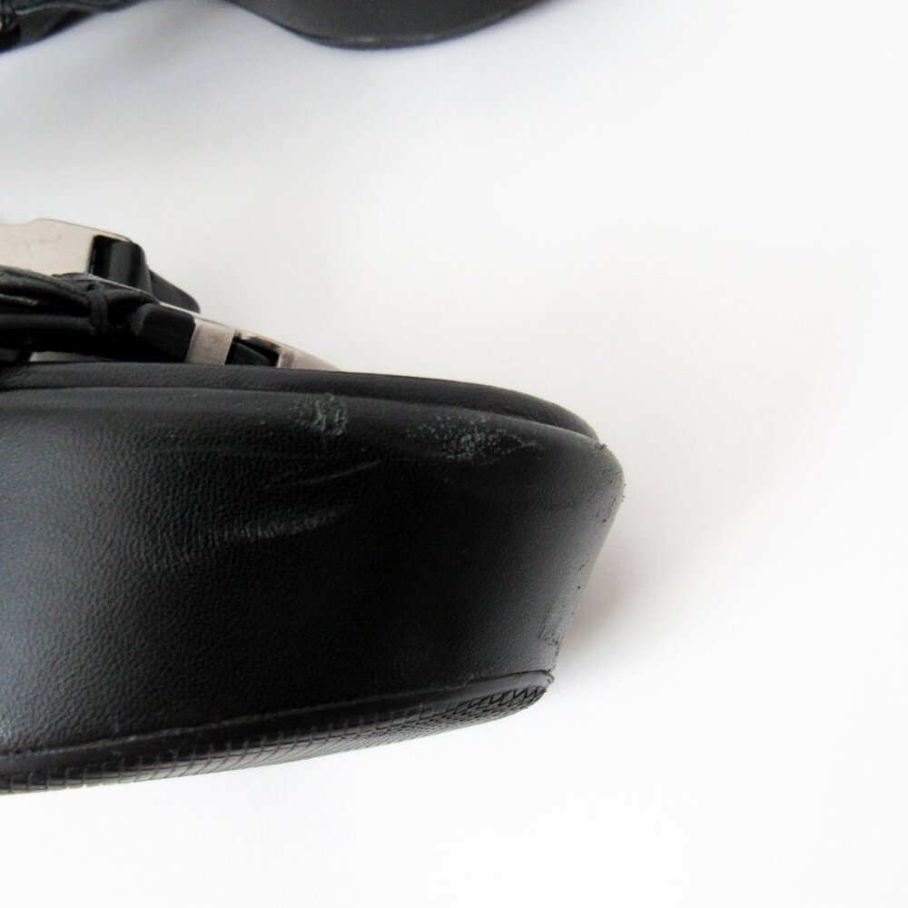PRADA 90’s VINTAGE Black Sporty Open Toe Platform Sandals W/Metal Buckles Size-9 - Picture 11 of 14
